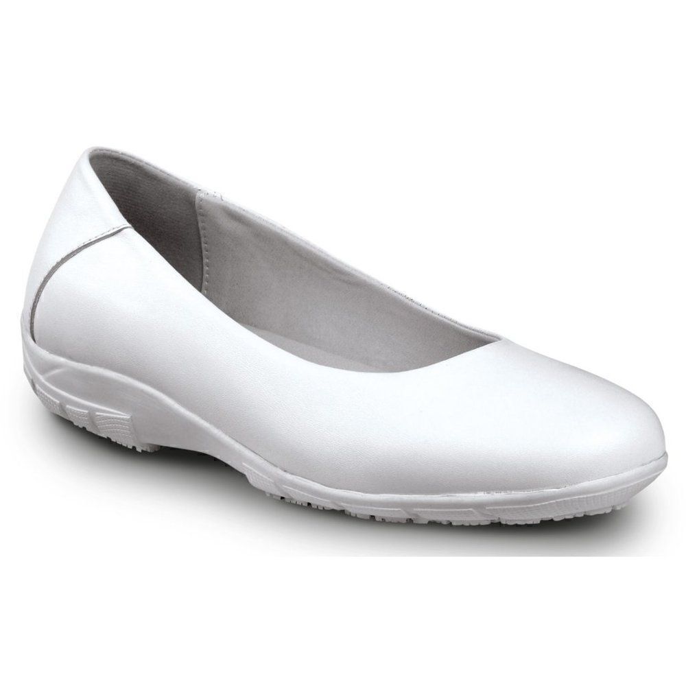 Womens White Slip Resistant Work Shoes Dress Flats